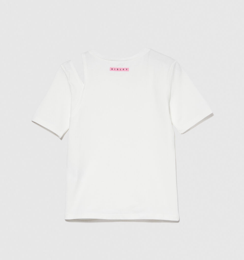 T-shirt with cut out - girls' short sleeve t-shirts - White | Sisley Young image number 2